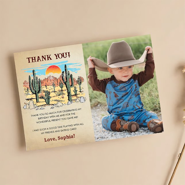 Tarjeta De Agradecimiento Wild West Cowboy Birthday Party (Subido por el creador)