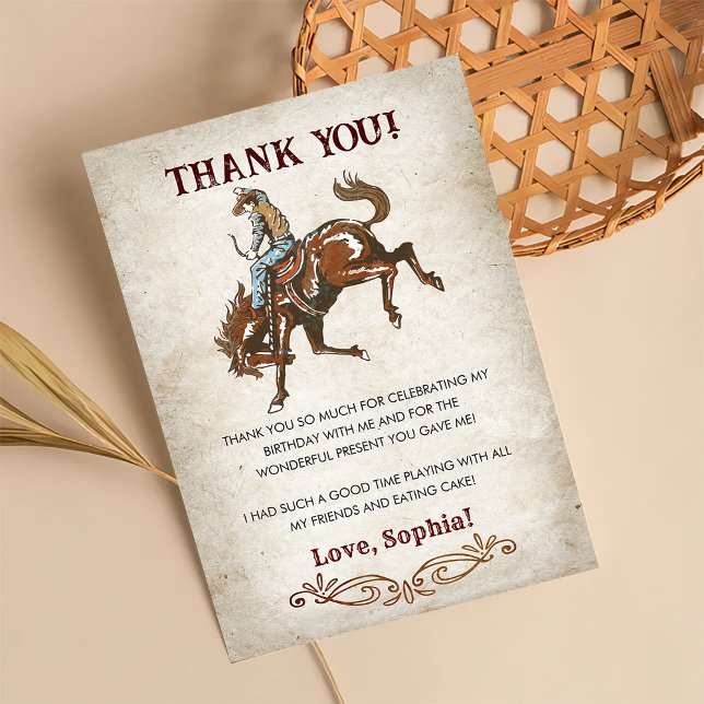 Tarjeta De Agradecimiento Wild West Cowboy Birthday Party (Subido por el creador)