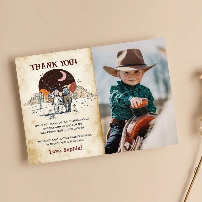 Tarjeta De Agradecimiento Wild West Cowboy Birthday Party (Subido por el creador)