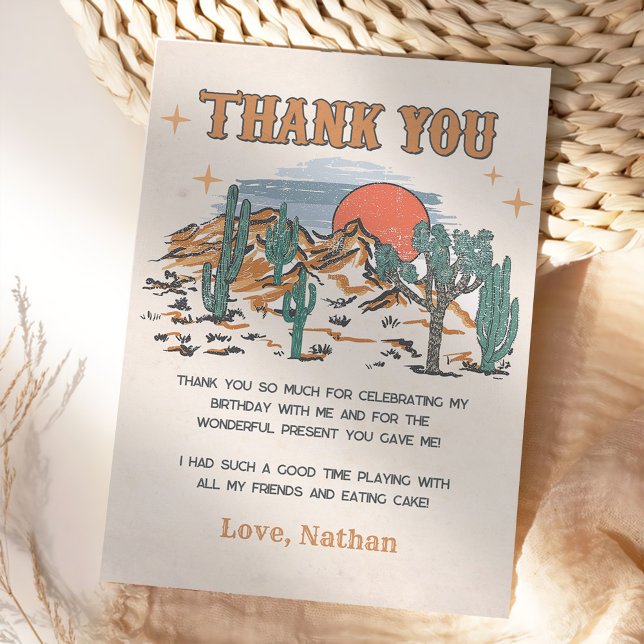 Tarjeta De Agradecimiento Wild West Cowboy Birthday Party (Subido por el creador)
