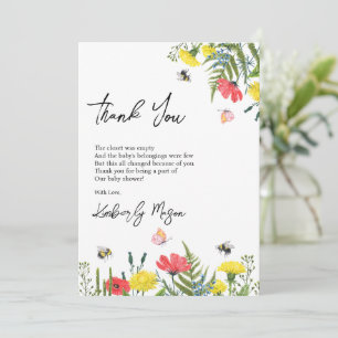 Tarjeta De Agradecimiento Wildflower Baby en flor Baby Shower