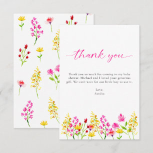 Tarjeta De Agradecimiento Wildflower Baby en flor Baby Shower Gracias