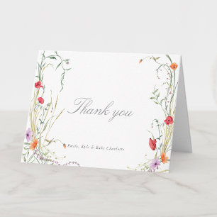 Tarjeta De Agradecimiento Wildflower-Baby en Flor Baby Shower para Niña