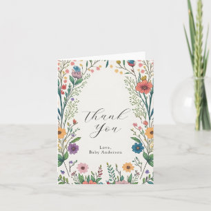 Tarjeta De Agradecimiento Wildflower Baby en Flor Flat Gracias