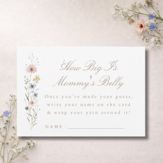 Tarjeta De Agradecimiento Wildflower Baby Shower Game Mommy's Belly Card