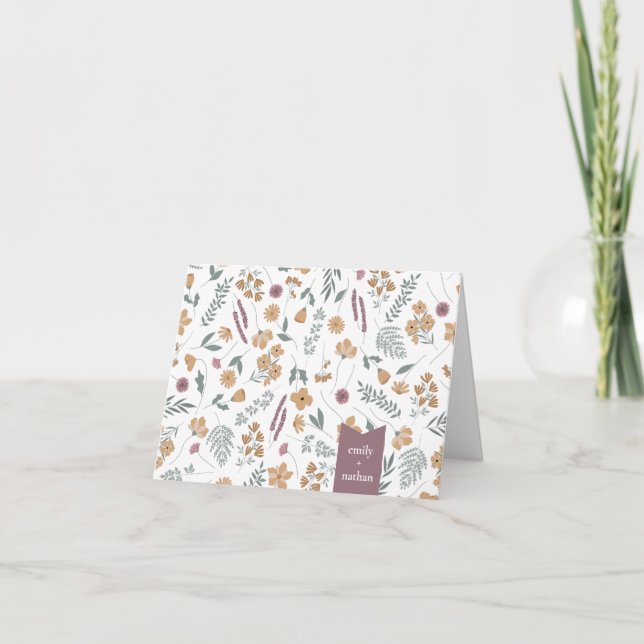 Tarjeta De Agradecimiento Wildflower Baby Shower Thank You Card - Orange (Anverso)