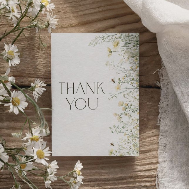 Tarjeta De Agradecimiento Wildflower Bee Baby Shower (Subido por el creador)