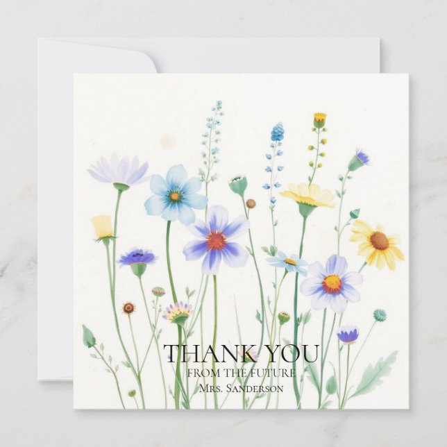Tarjeta De Agradecimiento Wildflower Bee Bridal Shower Thank You Card (Anverso)