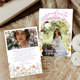 Tarjeta De Agradecimiento Wildflower Bloom Graduation  Party Thank You Card