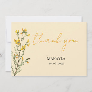 Tarjeta De Agradecimiento Wildflower Boho amarillo escritura moderna