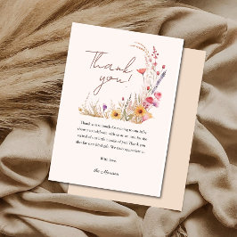 Tarjeta De Agradecimiento Wildflower Boho Baby Shower