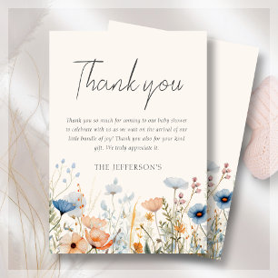 Tarjeta De Agradecimiento Wildflower Boho Baby Shower