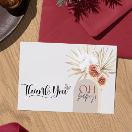 Tarjeta De Agradecimiento Wildflower Boho Baby Shower Gracias, Template