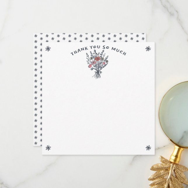 Tarjeta De Agradecimiento Wildflower Bouquet Rustic Whimsical Bridal Shower  (Anverso/Reverso In Situ)