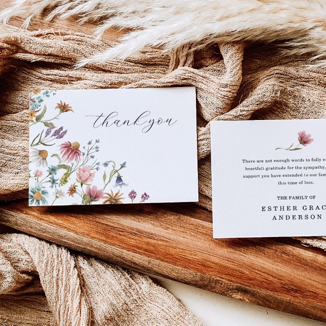 Tarjeta De Agradecimiento Wildflower Celebration of Life Funeral Thank You (Subido por el creador)