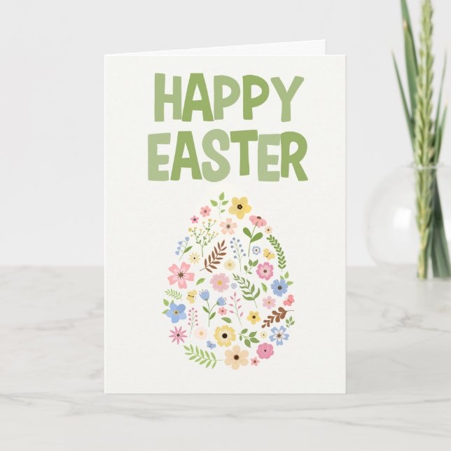 Tarjeta De Agradecimiento Wildflower Easter Egg Pattern Holiday Card (Anverso)