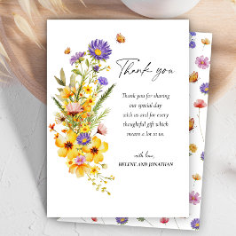 Tarjeta De Agradecimiento Wildflower Elegant Floral Boho Baby Shower