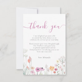Tarjeta De Agradecimiento Wildflower Floral Baby Shower Gracias