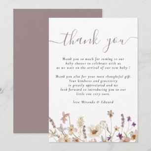 Tarjeta De Agradecimiento Wildflower Floral Baby Shower Gracias