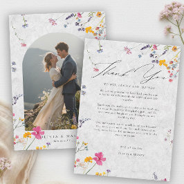 Tarjeta De Agradecimiento Wildflower Garden Modern Ivory Arch Photo Wedding