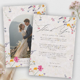 Tarjeta De Agradecimiento Wildflower Garden Modern Pink Blush Arch Wedding