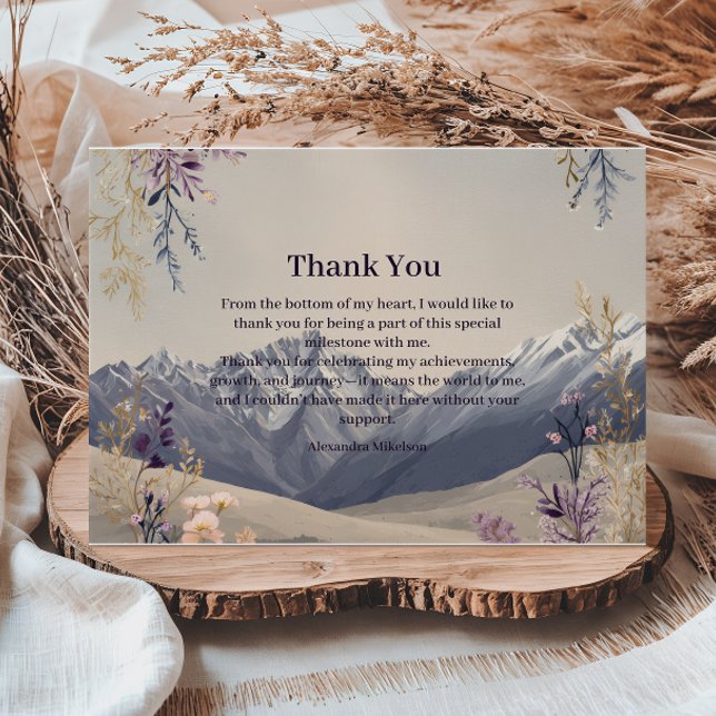 Tarjeta De Agradecimiento Wildflower Mountain Milestone Celebration (Subido por el creador)
