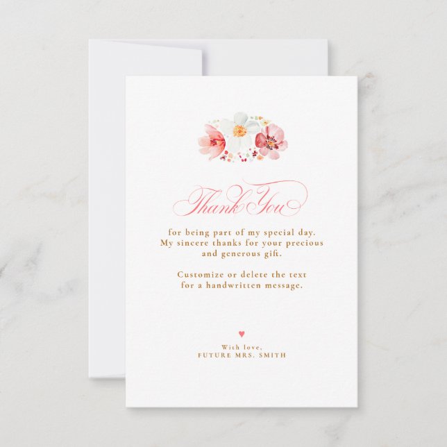 Tarjeta De Agradecimiento Wildflower Wedding Small Thank You  (Anverso)
