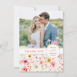 Tarjeta De Agradecimiento Wildflower Wedding Two Sided Thank You Photo