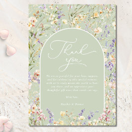 Tarjeta De Agradecimiento Wilflower Sage Green Baby Shower