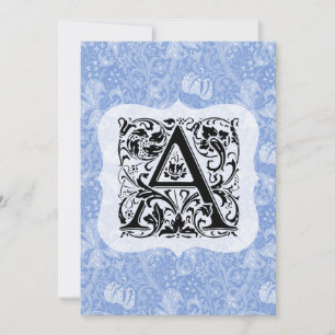 Tarjeta De Agradecimiento William Morris Alphabet Golden Lily Blue