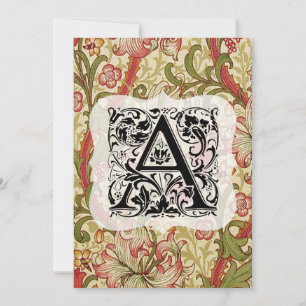 Tarjeta De Agradecimiento William Morris Alphabet Golden Lily Coral