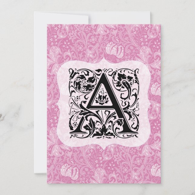 Tarjeta De Agradecimiento William Morris Alphabet Golden Lily Pink (Anverso)