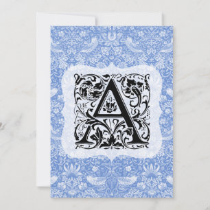 Tarjeta De Agradecimiento William Morris Alphabet Strawberry Thief Blue