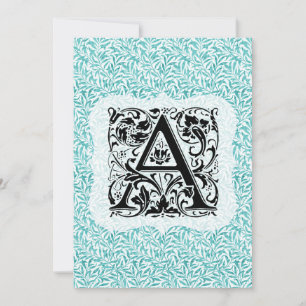 Tarjeta De Agradecimiento William Morris Alphabet Willow Bough Aqua Verde az