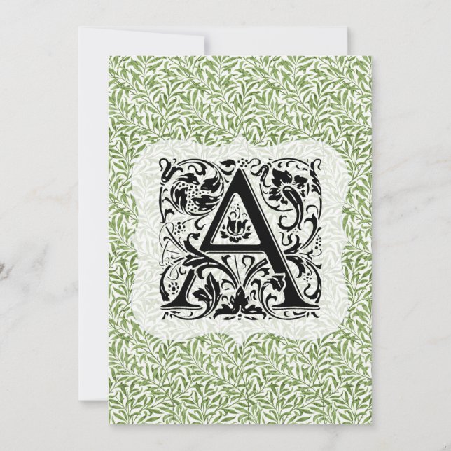 Tarjeta De Agradecimiento William Morris Alphabet Willow Bough Green (Anverso)