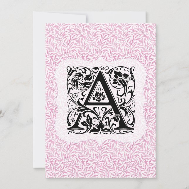 Tarjeta De Agradecimiento William Morris Alphabet Willow Bough Pink (Anverso)
