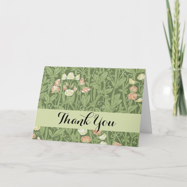Tarjeta De Agradecimiento William Morris Sweet Pea Floral Design (Anverso)