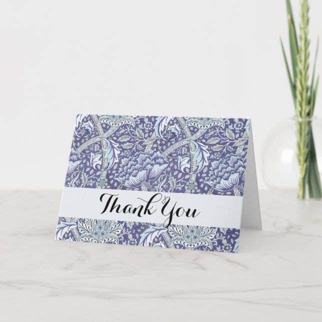 Tarjeta De Agradecimiento William Morris Windrush flores azules florales (Anverso)