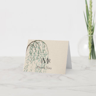 Tarjeta De Agradecimiento Willow Branch en el aniversario de Linen Gracias