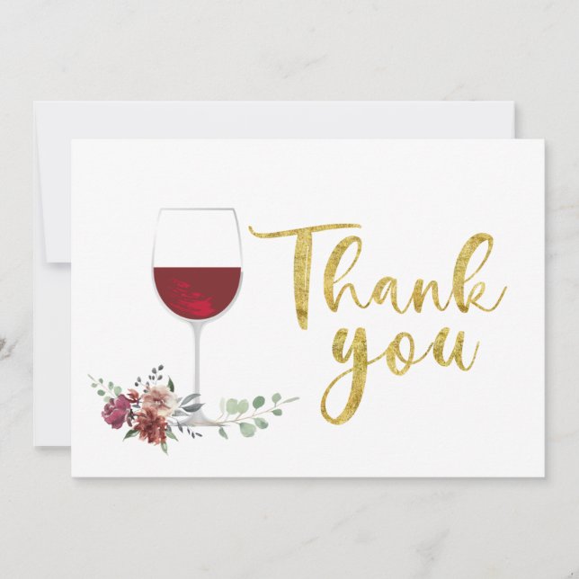 Tarjeta De Agradecimiento wine gold Thank You Card (Anverso)