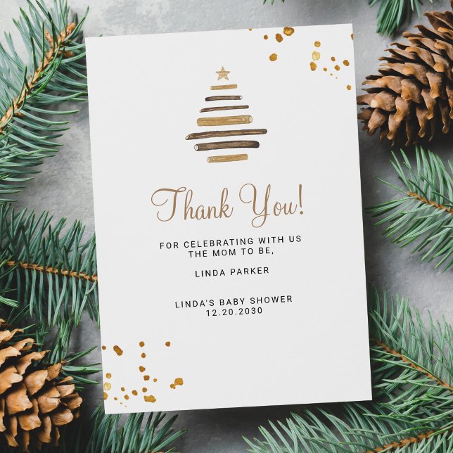 Tarjeta De Agradecimiento Winter baby shower rustic tree  (Subido por el creador)