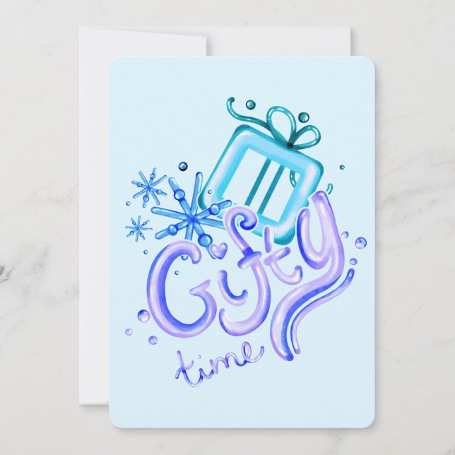 Tarjeta De Agradecimiento Winter Blue Purple Thank You Card with Snowflakes  (Anverso)
