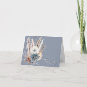 Tarjeta De Agradecimiento Winter Boho Floral Boda Azul