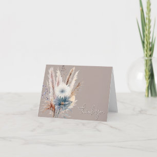 Tarjeta De Agradecimiento Winter Boho Floral Boda   Beige