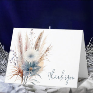 Tarjeta De Agradecimiento Winter Boho Floral Boda   Blanca