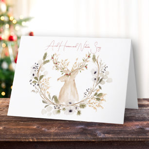 Tarjeta De Agradecimiento Winter Deer Wreath