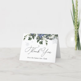 Tarjeta De Agradecimiento Winter Evergreen Blue Bridal Shower Gracias