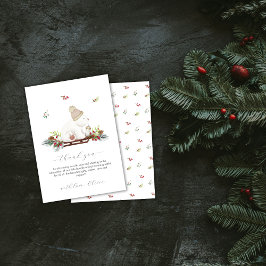 Tarjeta De Agradecimiento Winter Floral Sleigh Polar Bear Baby Shower