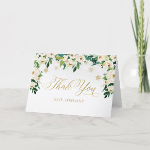 Tarjeta De Agradecimiento Winter floral snowflake