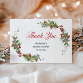 Tarjeta De Agradecimiento Winter Greenery Bridal Shower